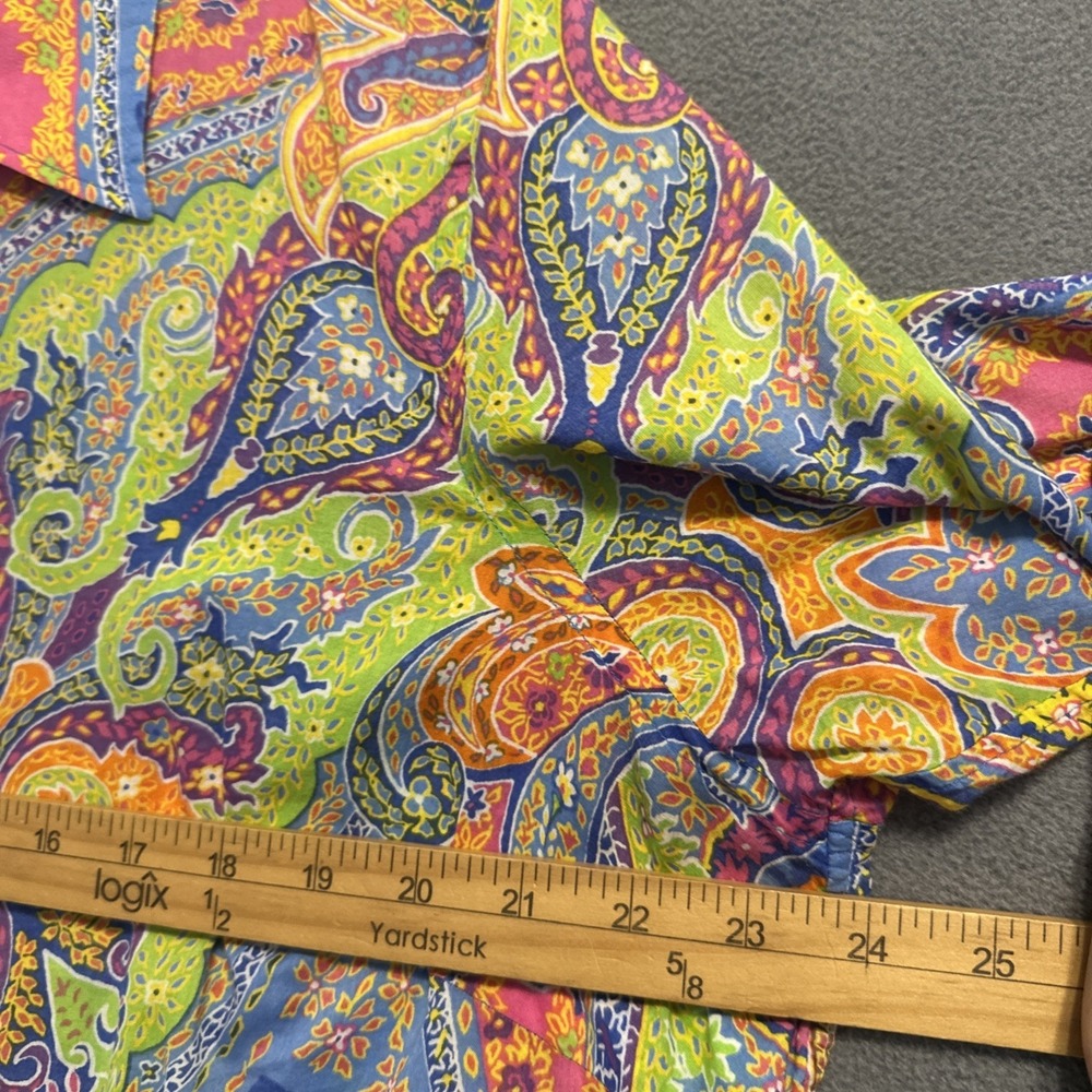 Lauren Ralph Lauren Paisley Button Up Top Womens 1X Colorful Cotton Lightweight - Picture 5 of 6